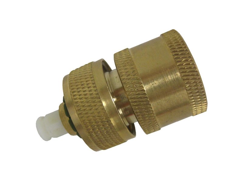 Brass 13mm Hose Connector with Flow Stop, carded