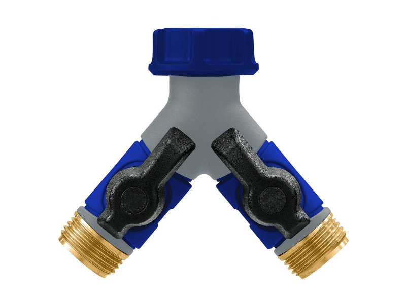 MAX Brass/Plastic 2 Outlet Tap Adaptor c/w Valves