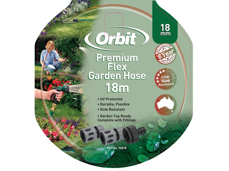 Orbit Premium Garden Hose 18mm x 18m Fitted