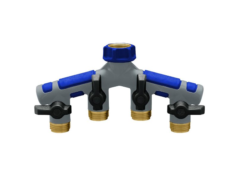 MAX Brass/Plastic 4 Outlet Tap Adaptor c/w Valves
