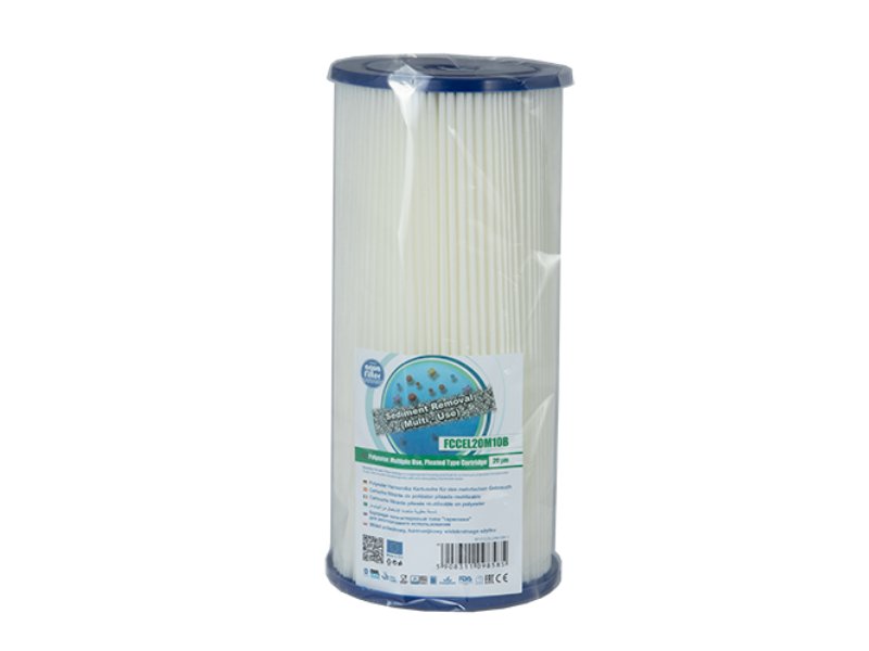 Aquafilter Cartridge 10in Big Polyester Pleated 20 Micron