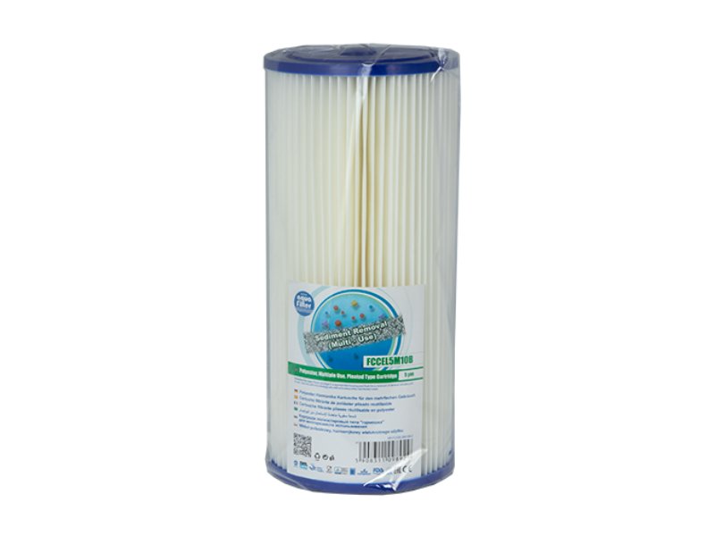 Aquafilter Cartridge 10in Big Polyester Pleated 5 Micron