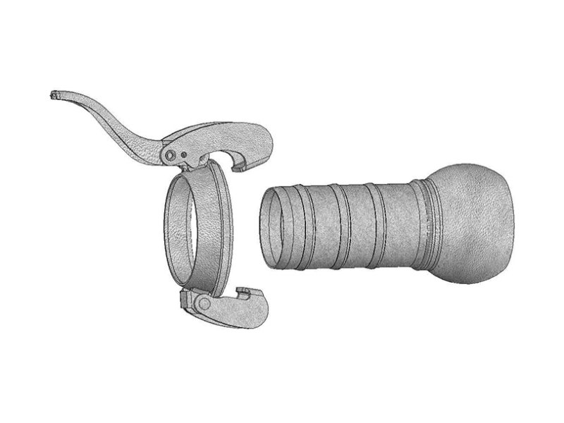 Galv Male Coupling 108mm x 100mm Hose Tail c/w Lever Ring