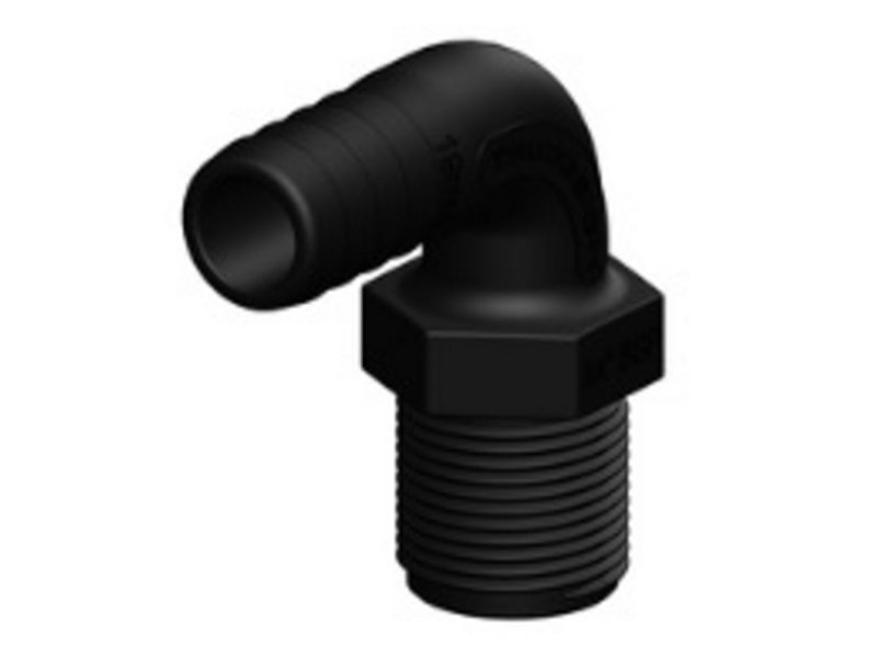 Tru Design Red. Male Hose Tail Elbow 50mm x 50mm BSP